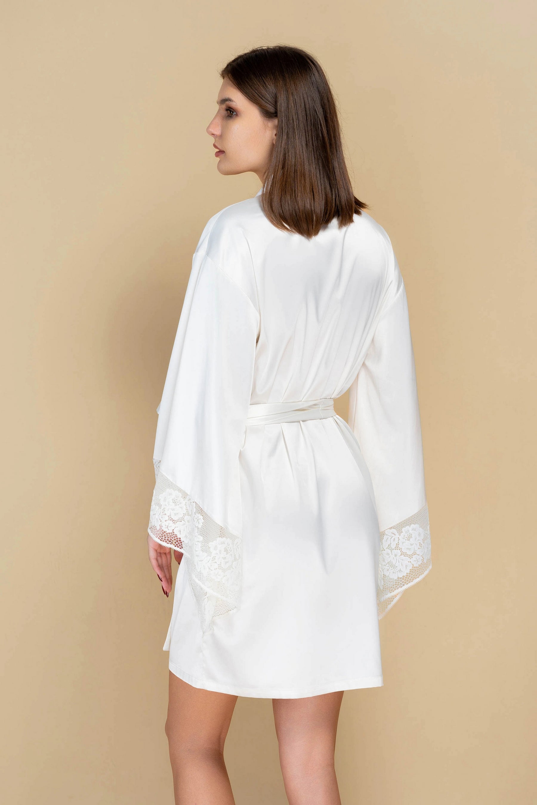 Сатиновый халат-кимоно 808-6748 03 champagne