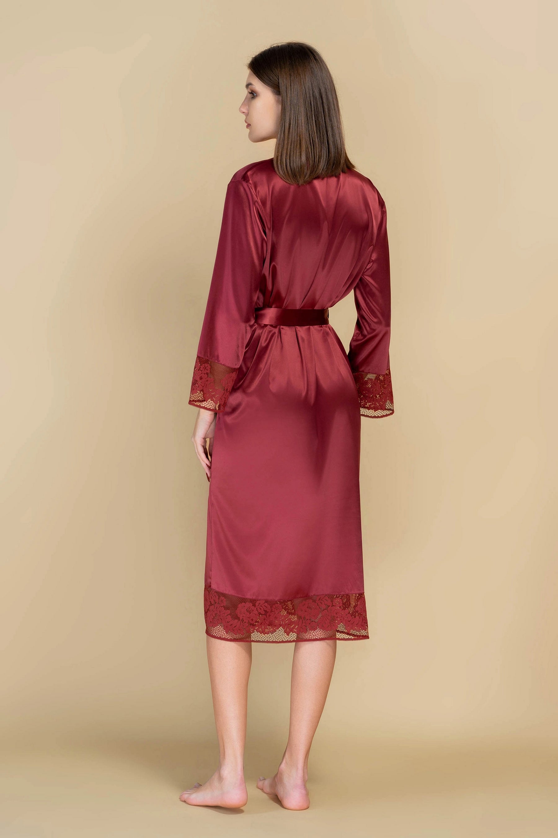 Сатиновый халат 808-6763 134 marsala