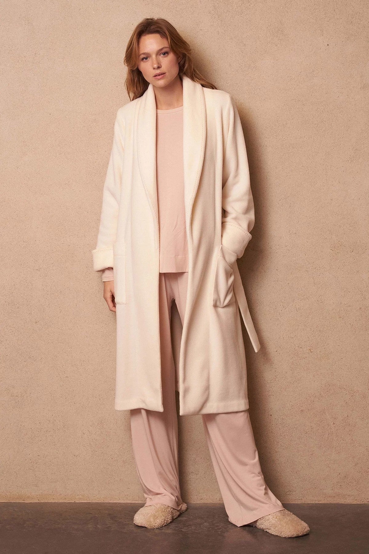 Флисовый халат Rose Graceful Teddy beige/ivory