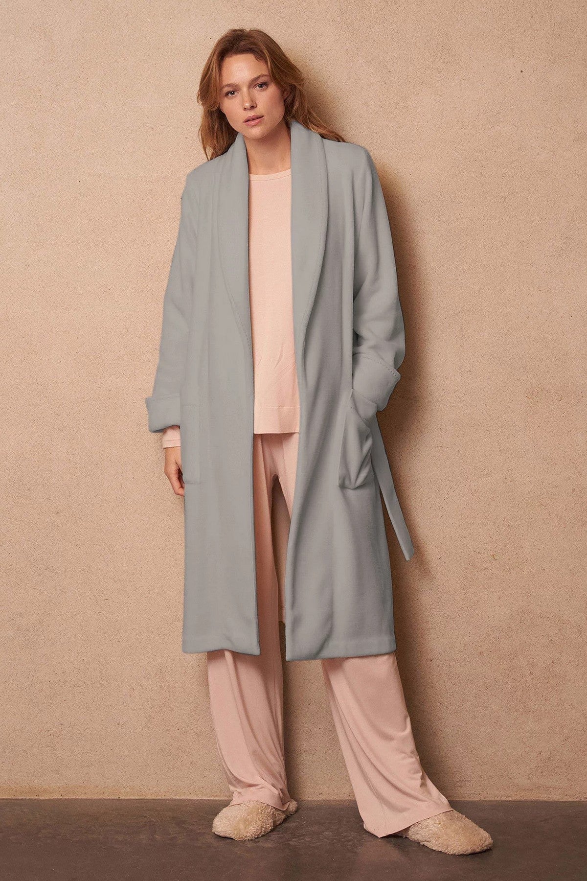 Флисовый халат Rose Graceful Teddy gray/ivory