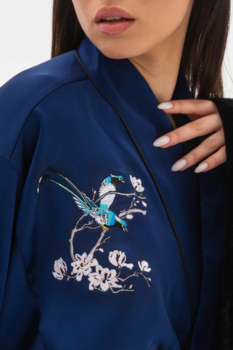 Халат-кимоно с вышивкой Irris P23017 black/blue
