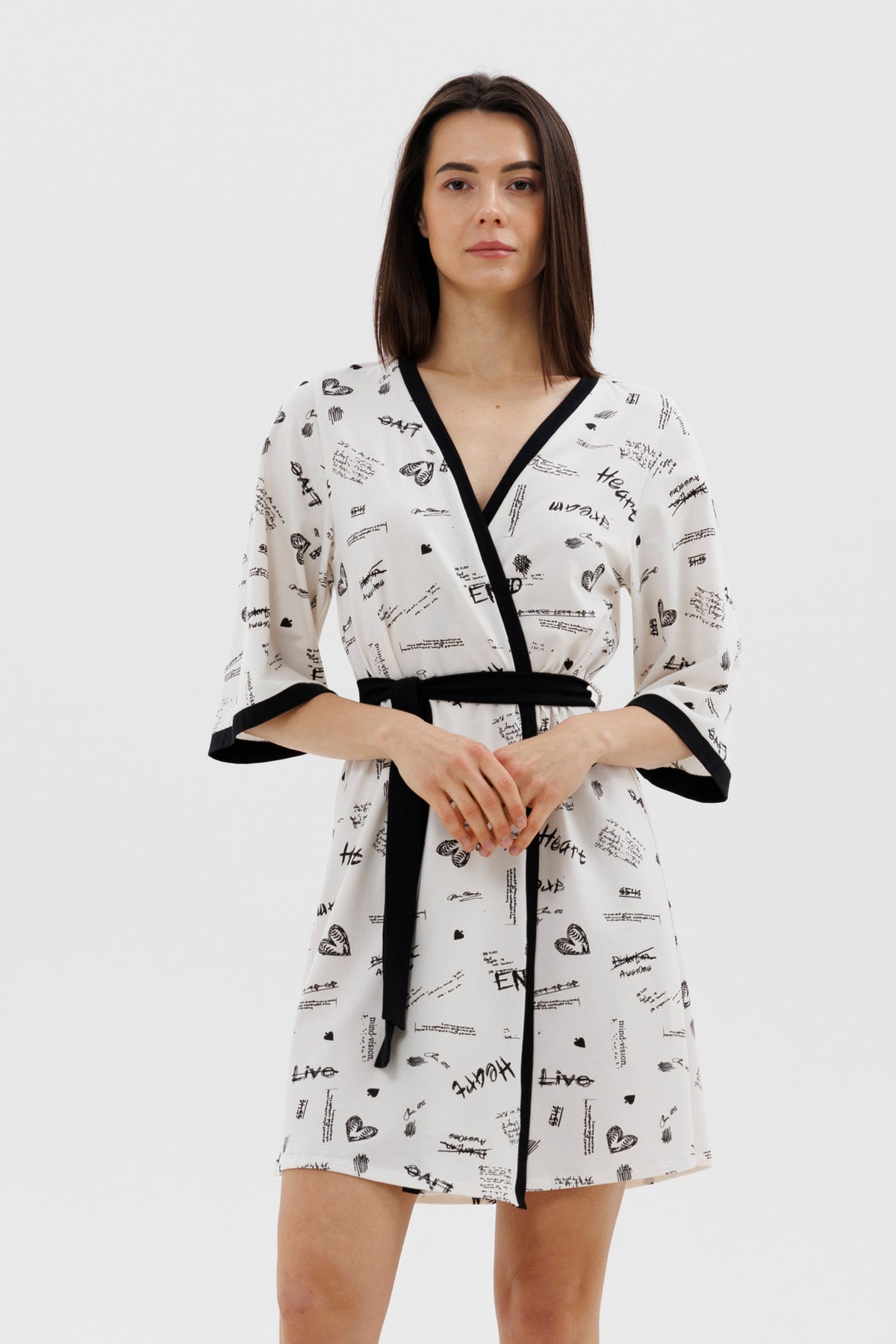 Хлопковый халат с принтом 1770/16801