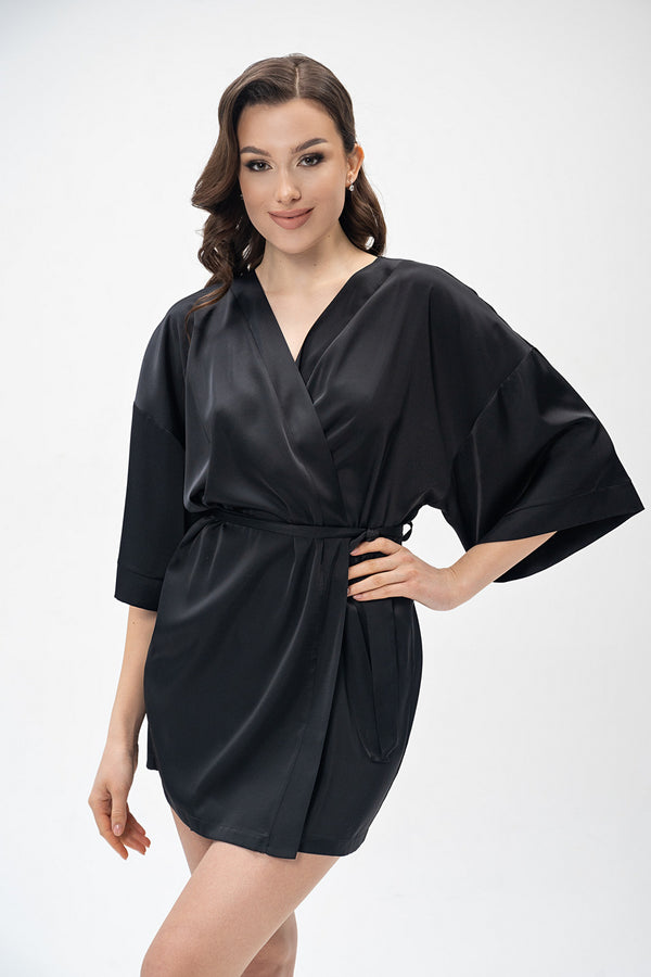 Короткий халат-кимоно 2405 black