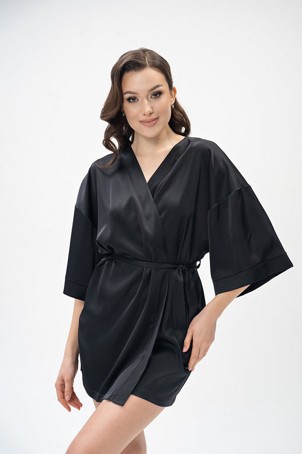Короткий халат-кимоно 2405 black
