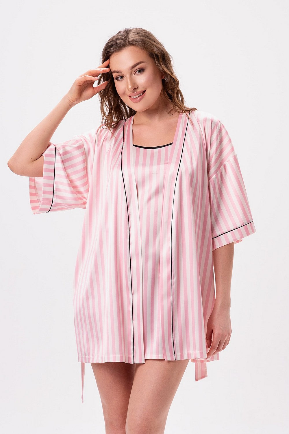 Атласний халат 2607 pink