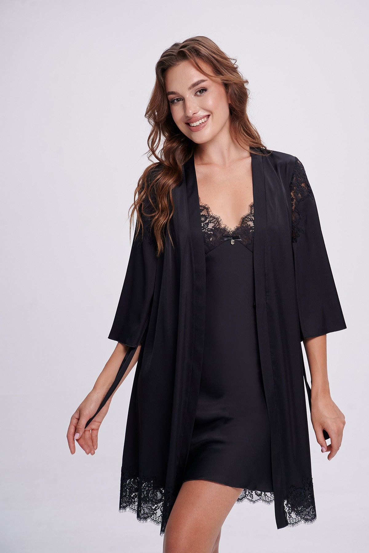 Атласний халат 2700/1 black
