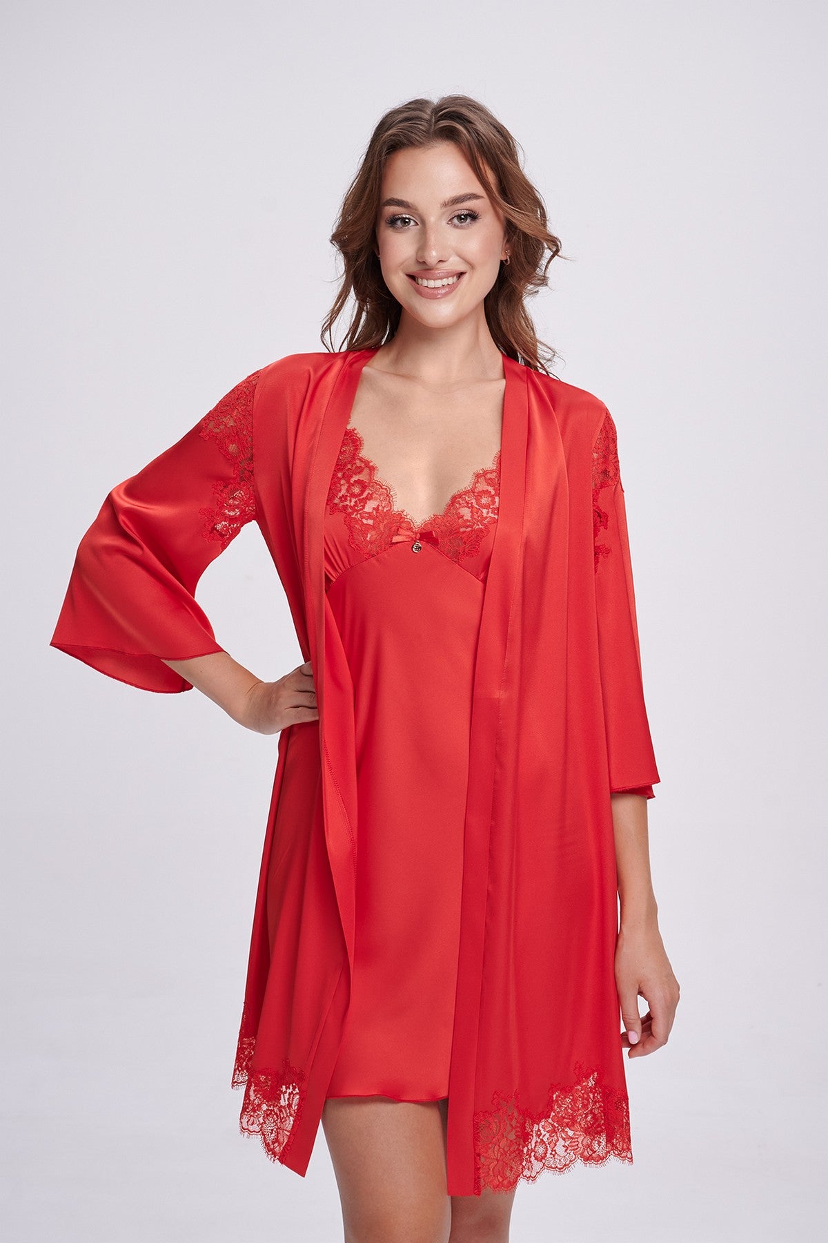 Атласний халат 2700/1 red