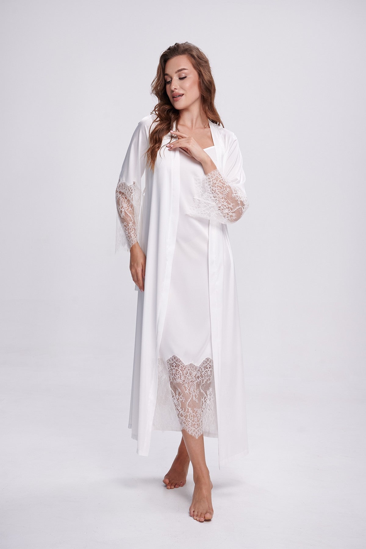 Подовжений халат 2702/1 ecru