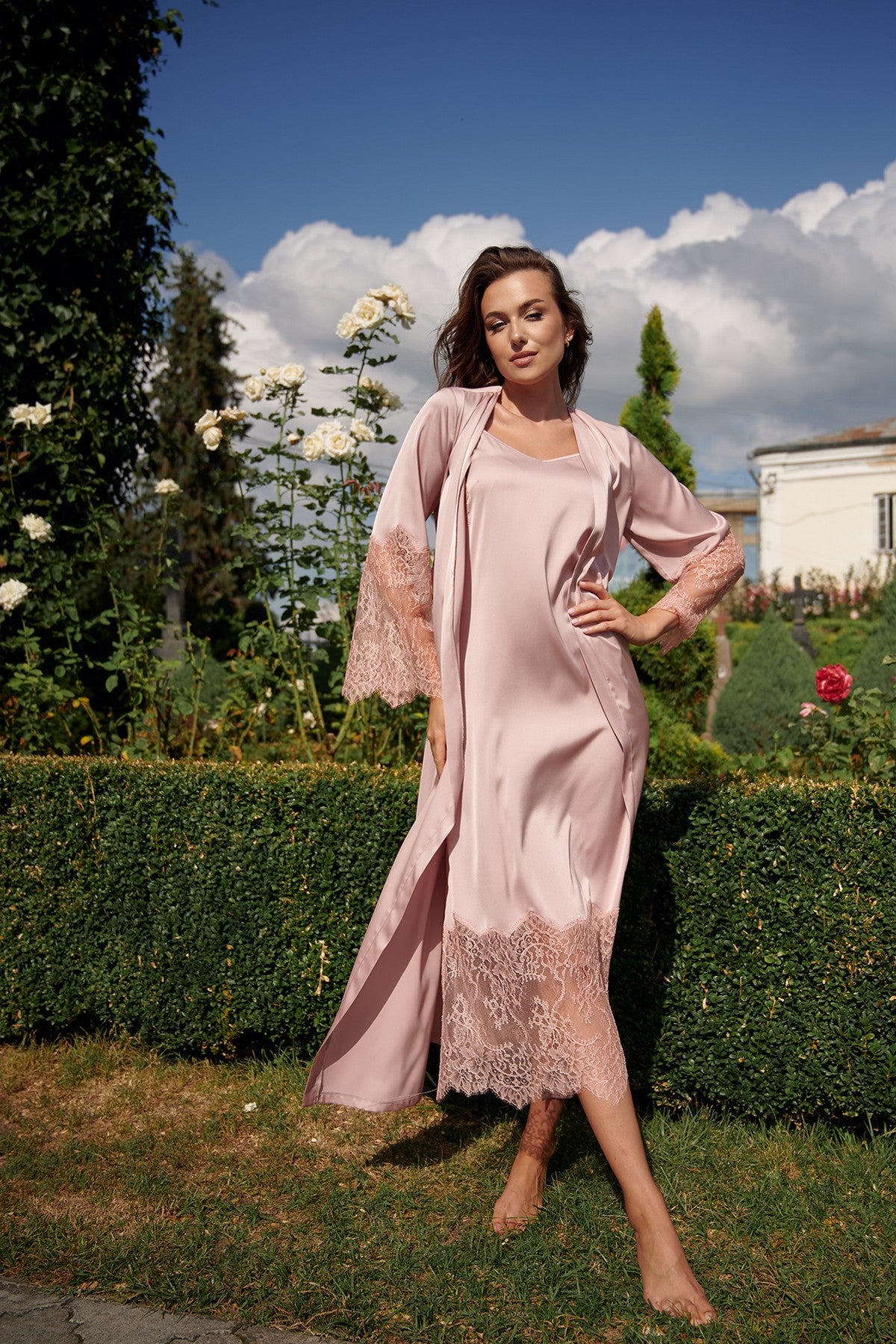 Удлиненный халат 2702/1 powder