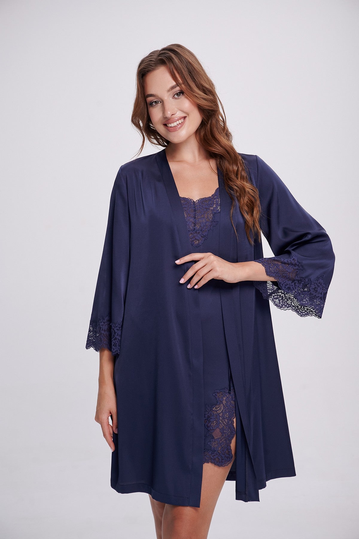 Халат из вискозы 2707/1 navy blue