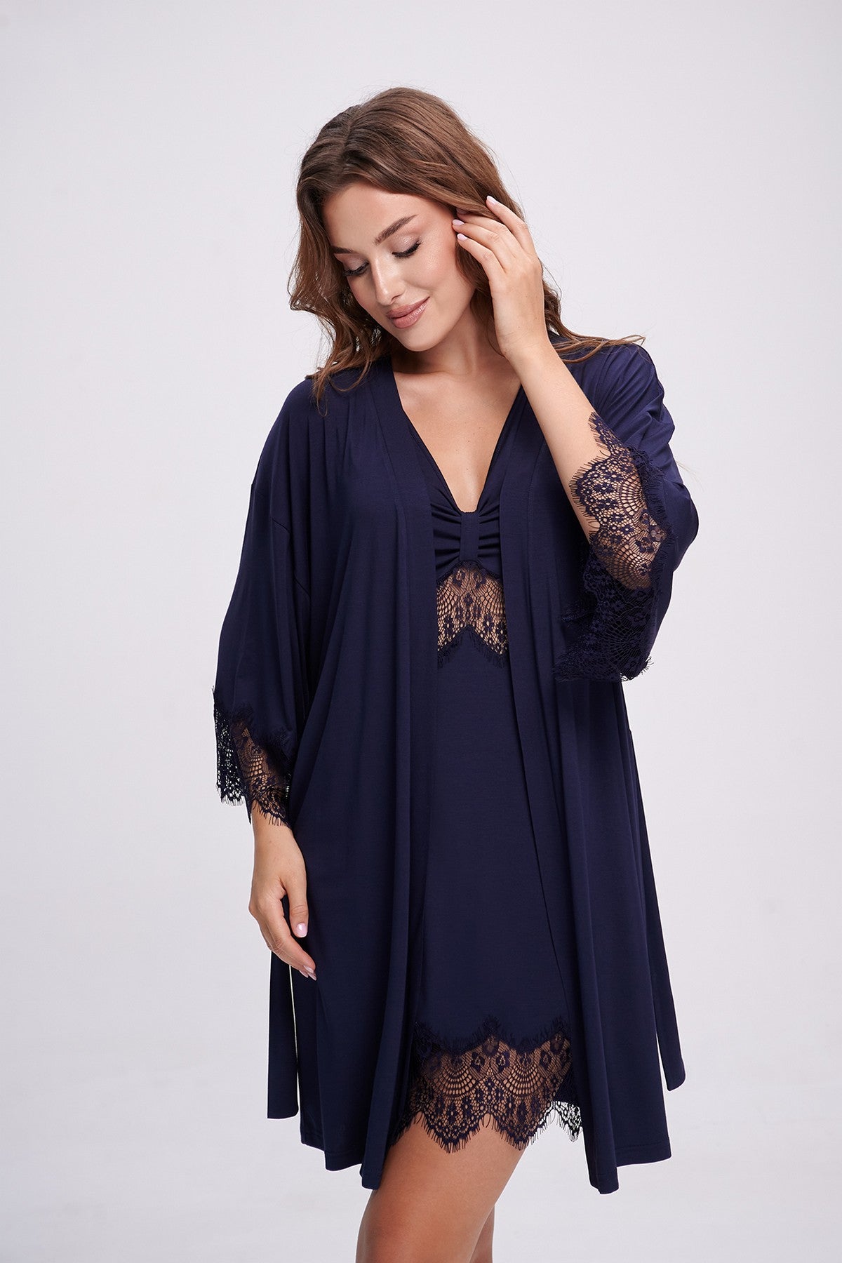 Халат из вискозы 2710/1 navy blue