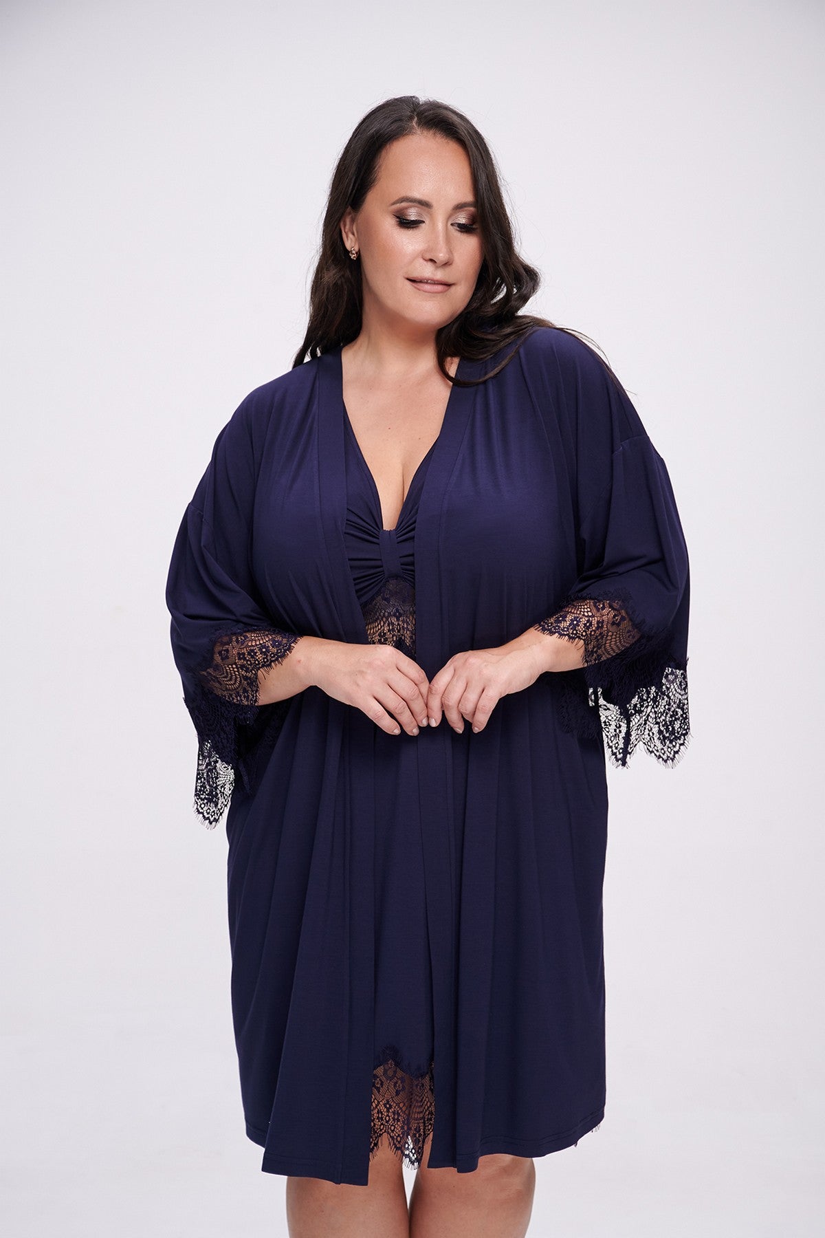 Халат из вискозы 2710/1 navy blue