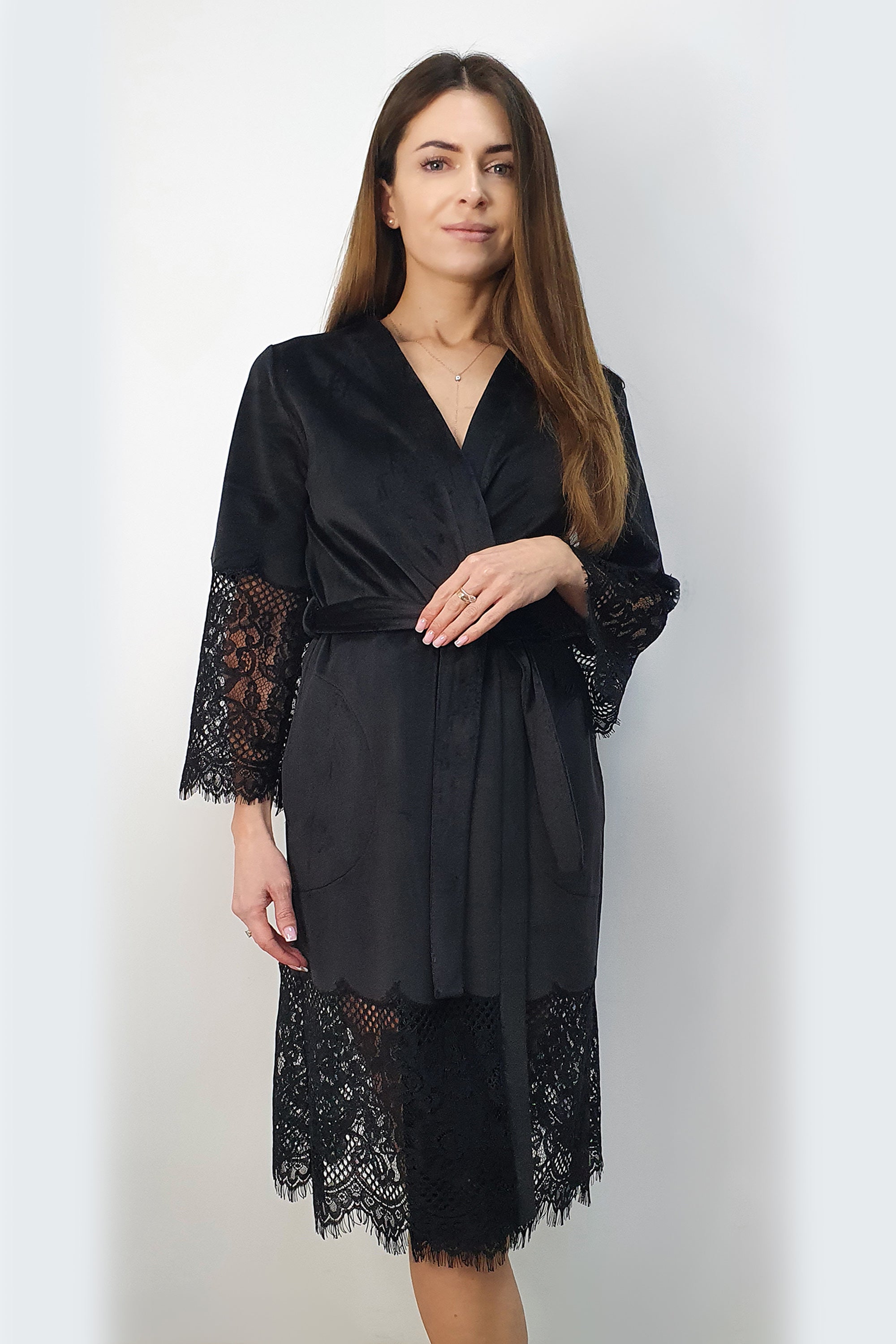 Велюровый халат 2725 black