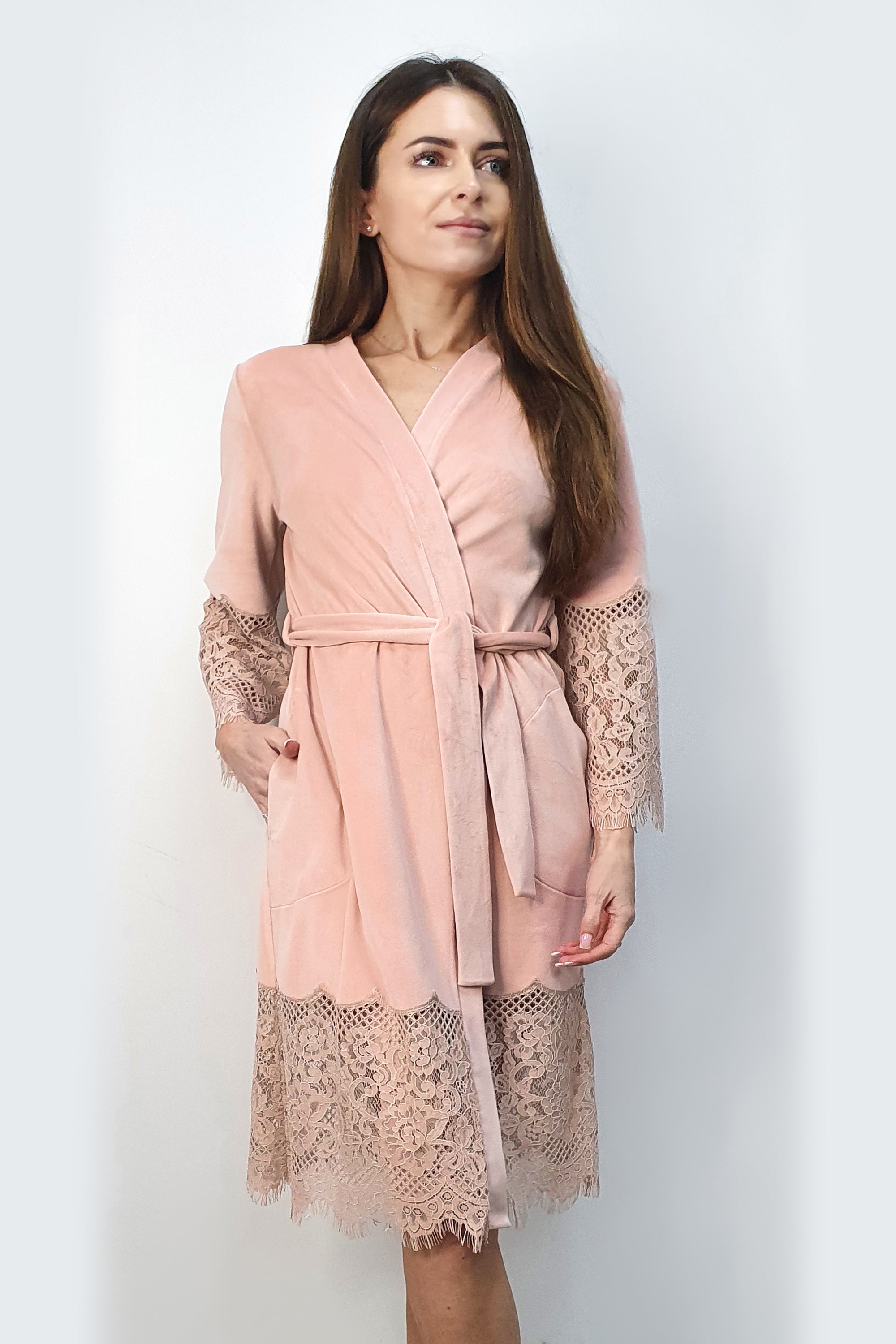 Велюровый халат 2725 light powder