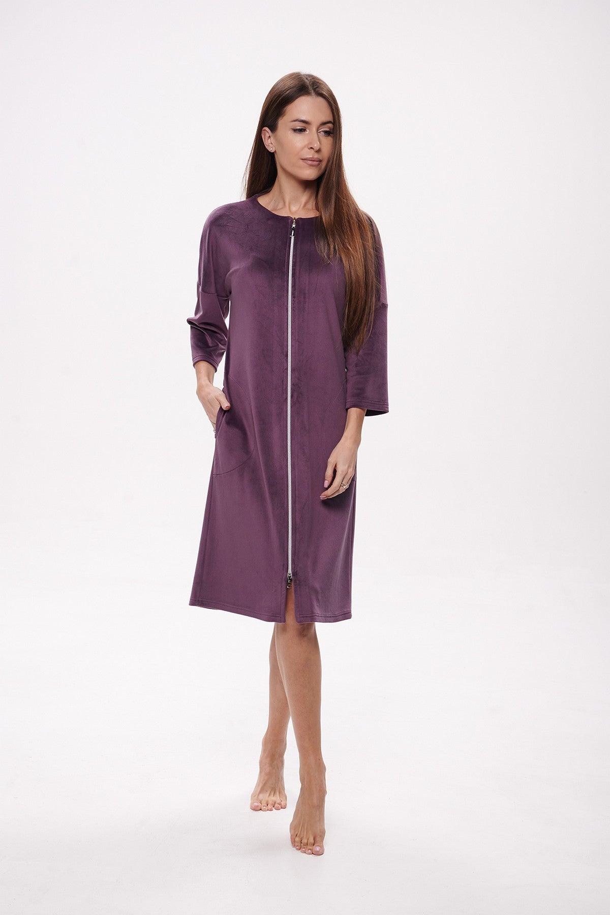Велюровий халат 1200 plum