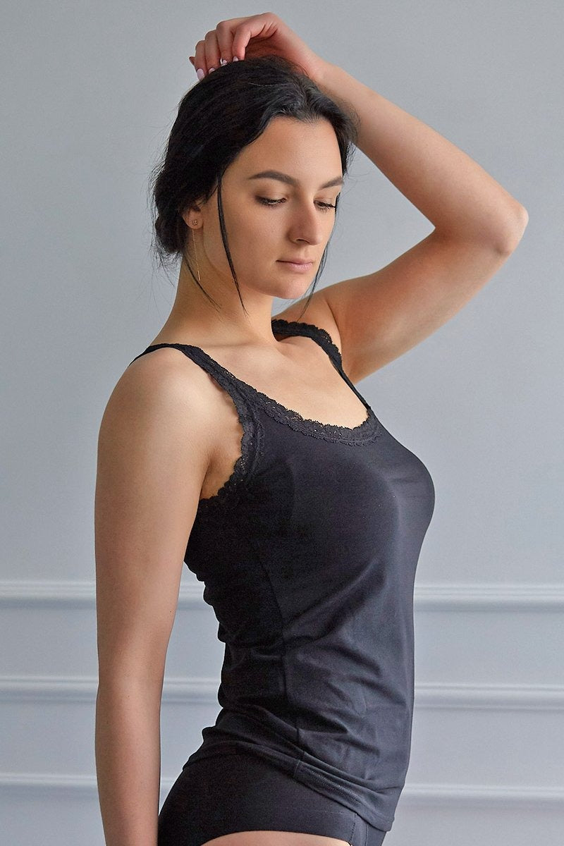 Бавовняна майка з мереживною тасьмою 45353 Camiseta IM