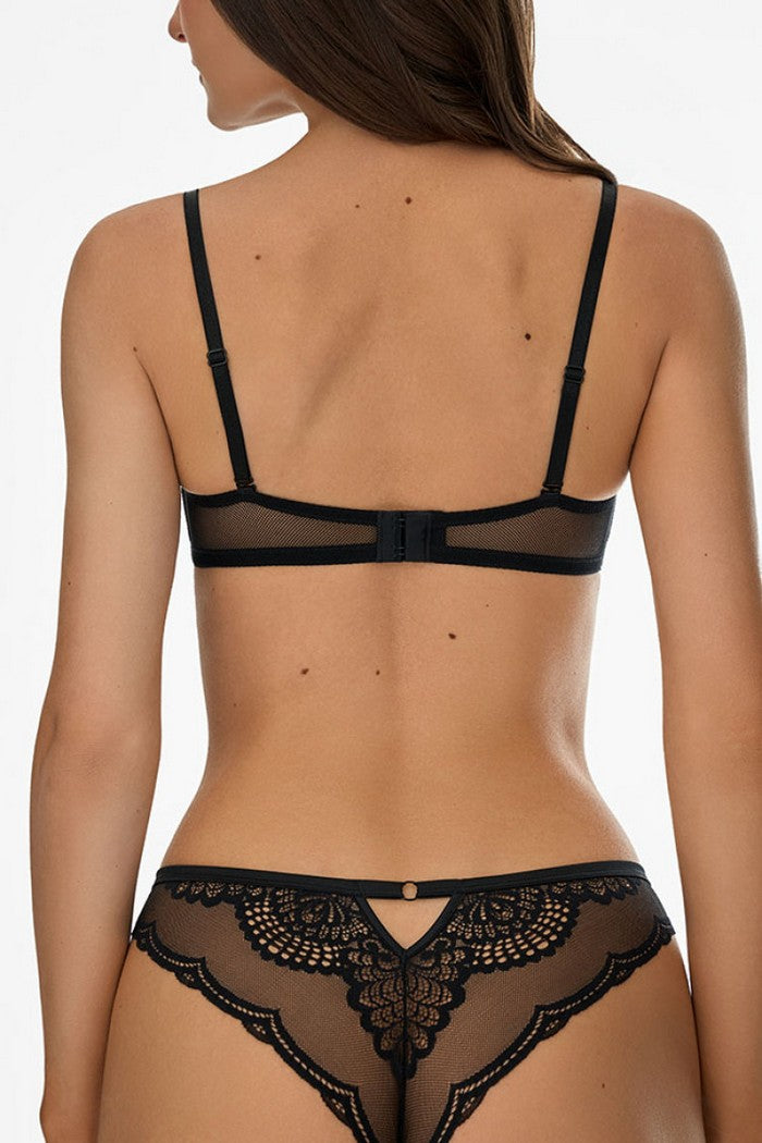Мереживний бюстгальтер балконет 1029/37 Lexy black Jasmine lingerie спина