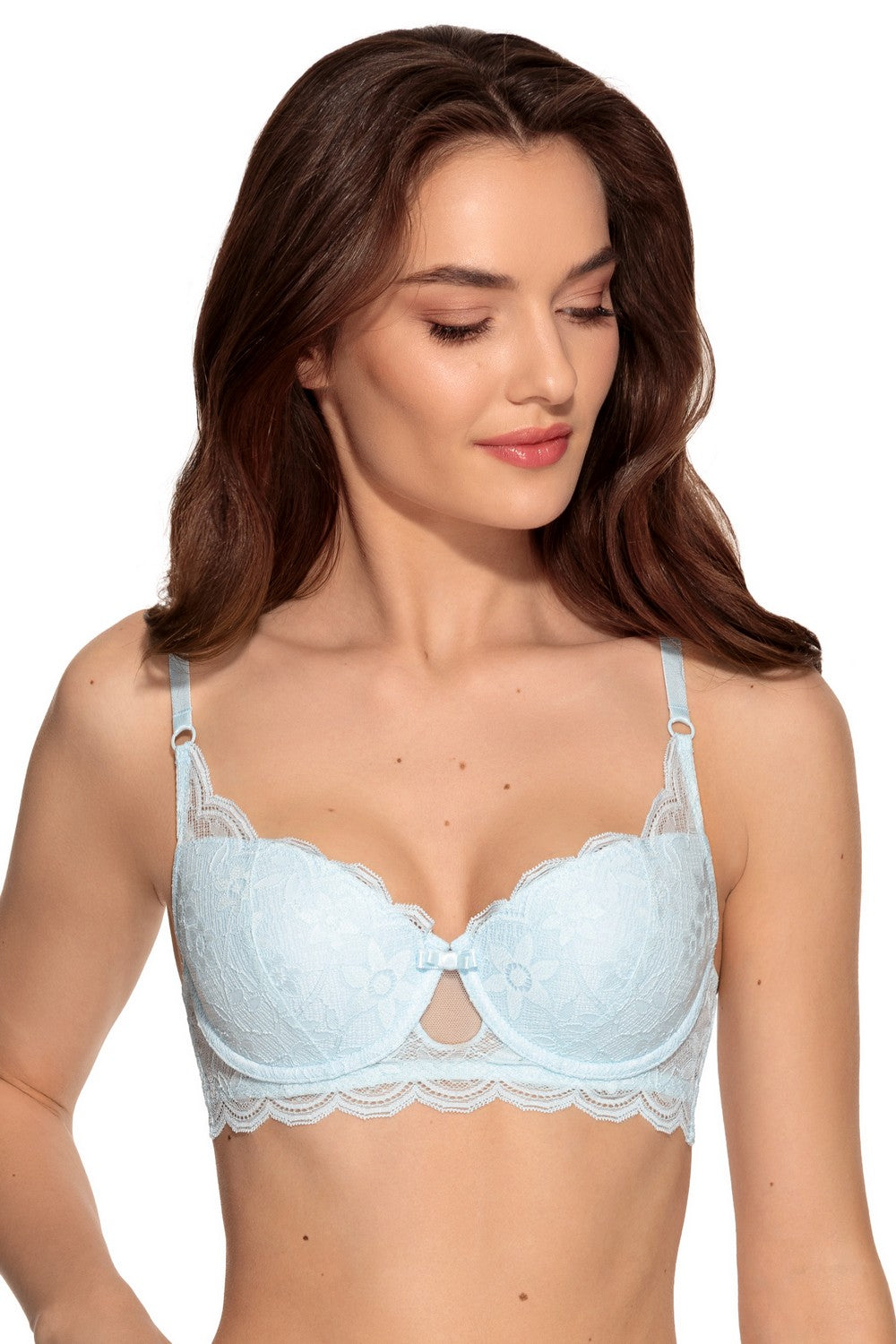 Кружевной бюстгальтер балконет 1128/10 Luis crystal blue