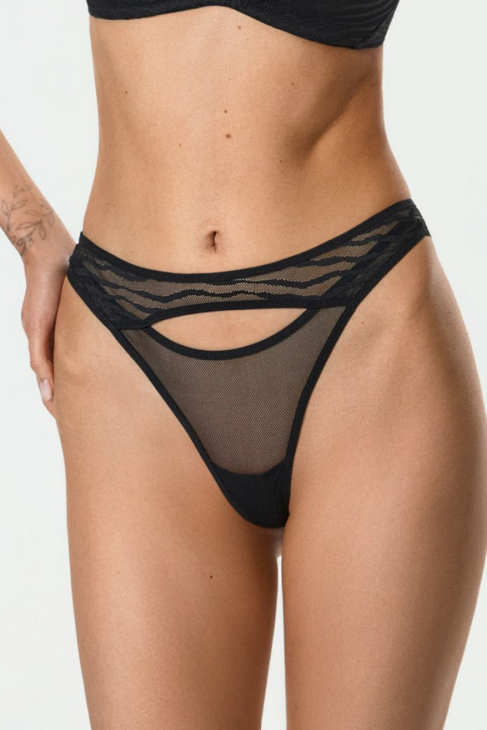 Трусики бразиліана з мікросітки 2227/33 Lilit black Jasmine lingerie