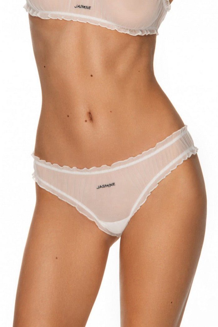 Трусики сліп із мікросітки 2324/1 Bella milk/black Jasmine lingerie