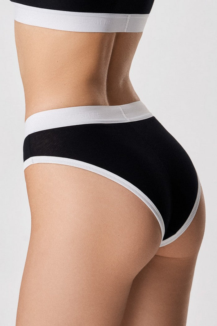 Трусики бразиліана з бавовни 5206/34 Belinda black/milk Jasmine lingerie