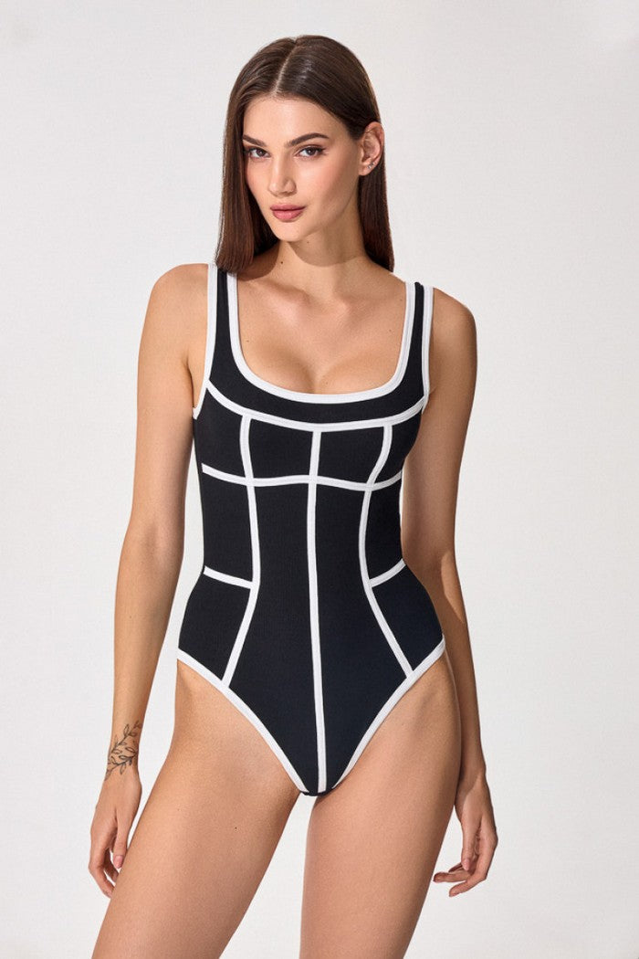 Боді-сліп із бавовни 5805/34 Destin black/milk Jasmine lingerie