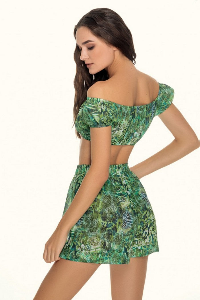 Пляжний топ з принтом 6037/65 Tailor green