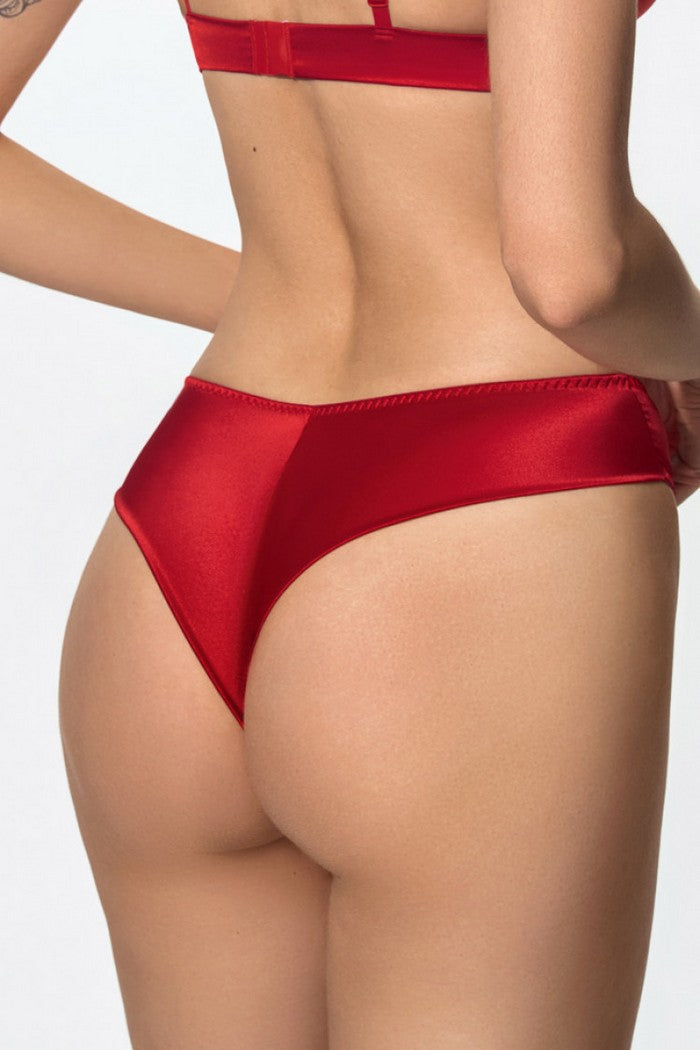 Трусики бразиліана з атласу 6212/84 Ester red Jasmine lingerie спина