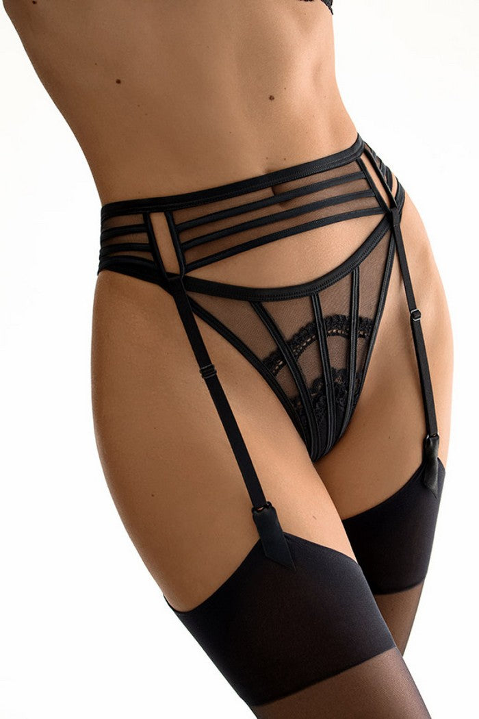 Пояс для панчіх 7221/37 Jardin black Jasmine lingerie