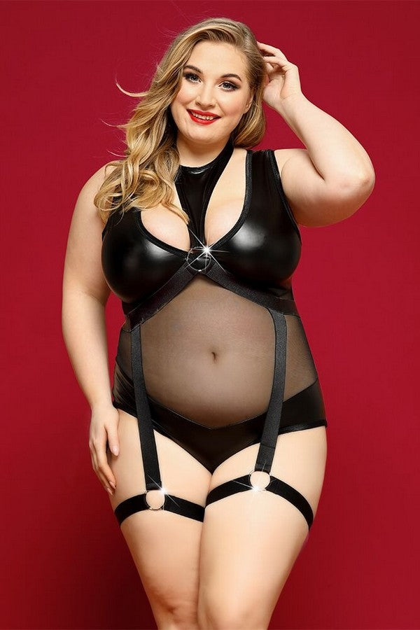 Боди-слип с гартерами Соблазнительная Морган black