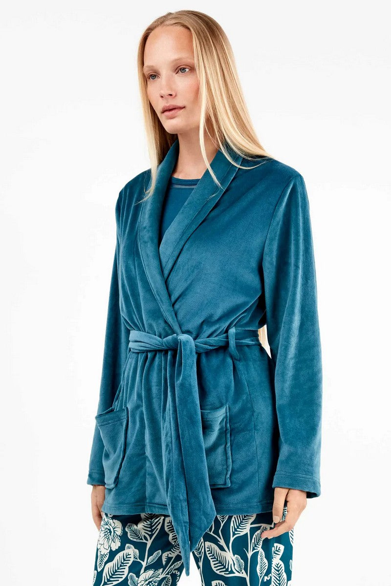 Велюровый домашний кардиган 2/20309 azure