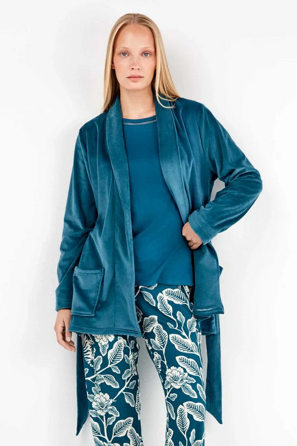 Велюровый домашний кардиган 2/20309 azure