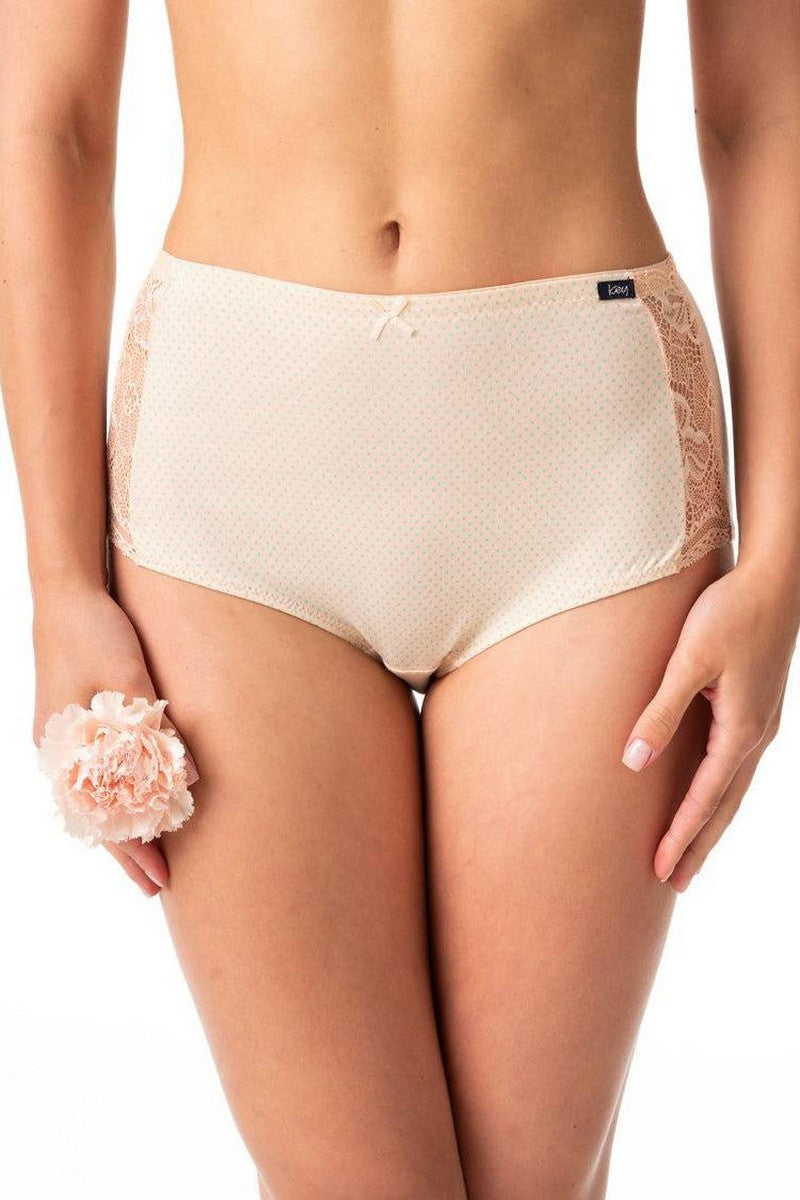 Высокие трусики слип с кружевом LPF 616 A24 (2 шт) vanilla/blue