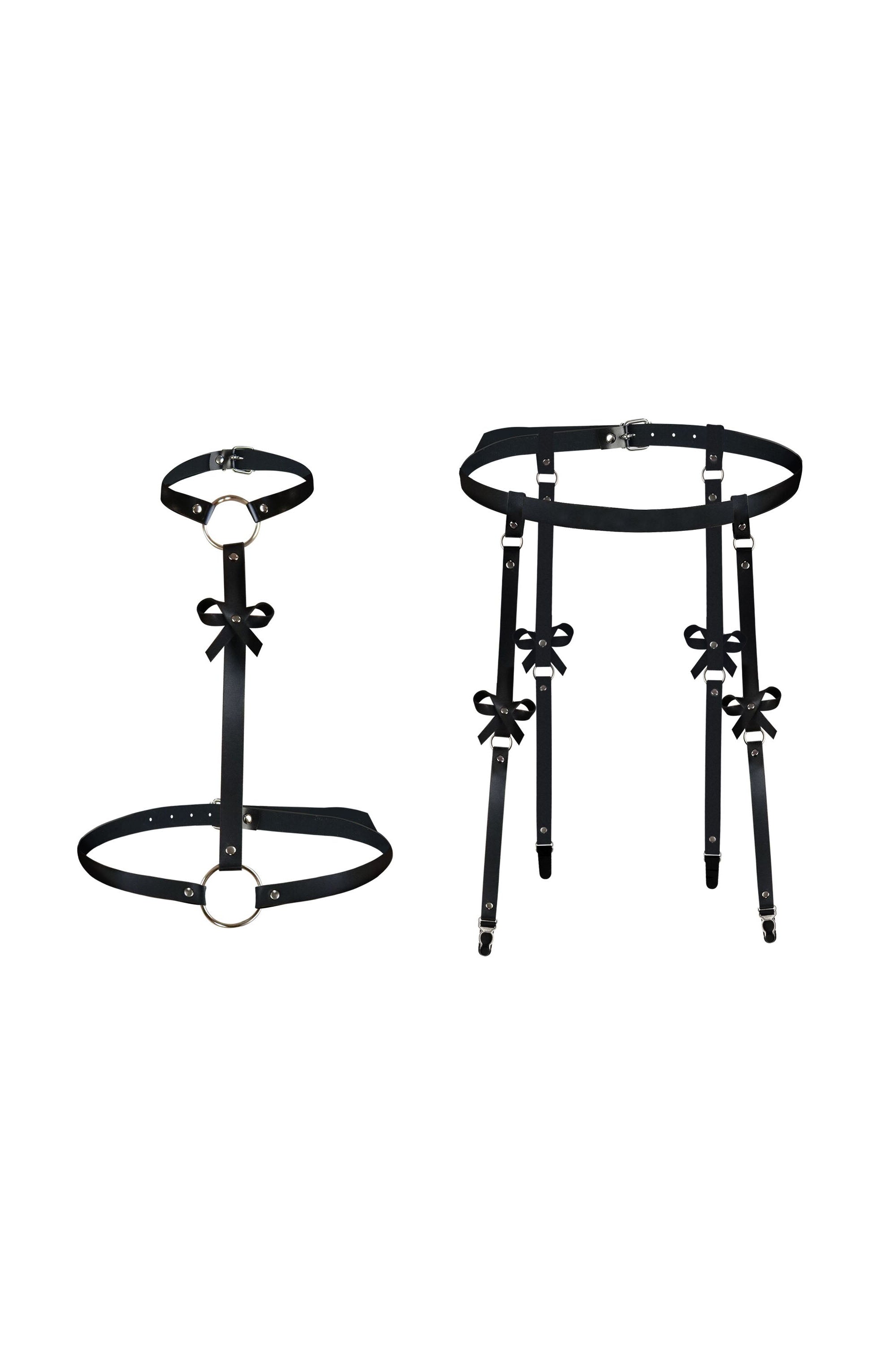 Кожаный набор с бантами Venecia black