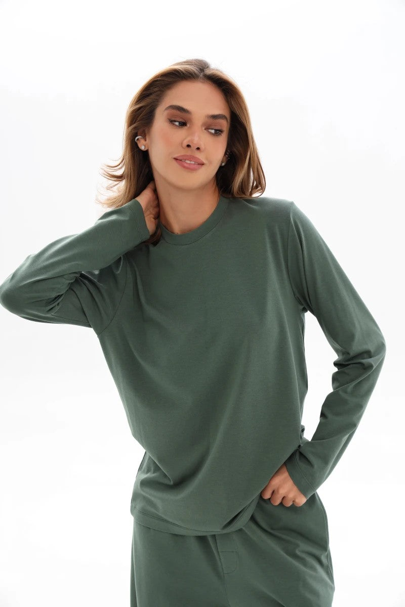 Домашний комплект оверсайз из модала 25025 green