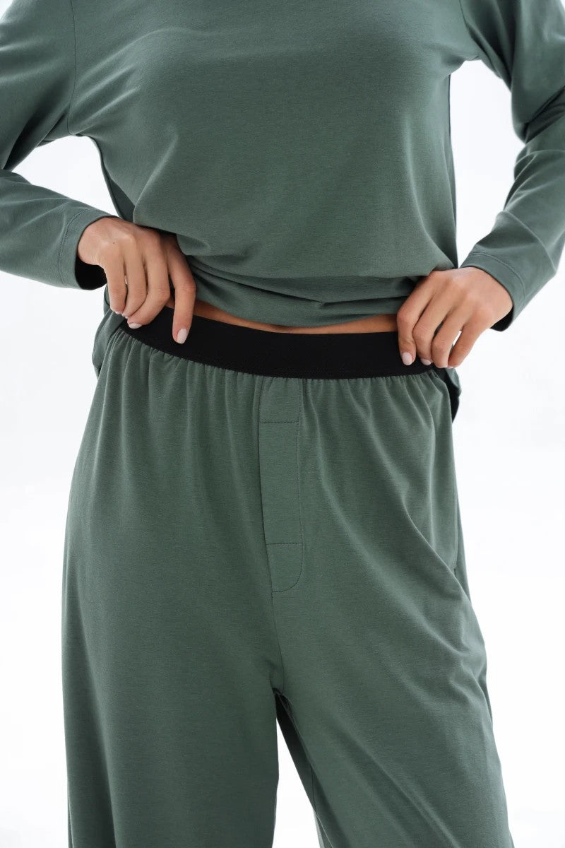 Домашний комплект оверсайз из модала 25025 green