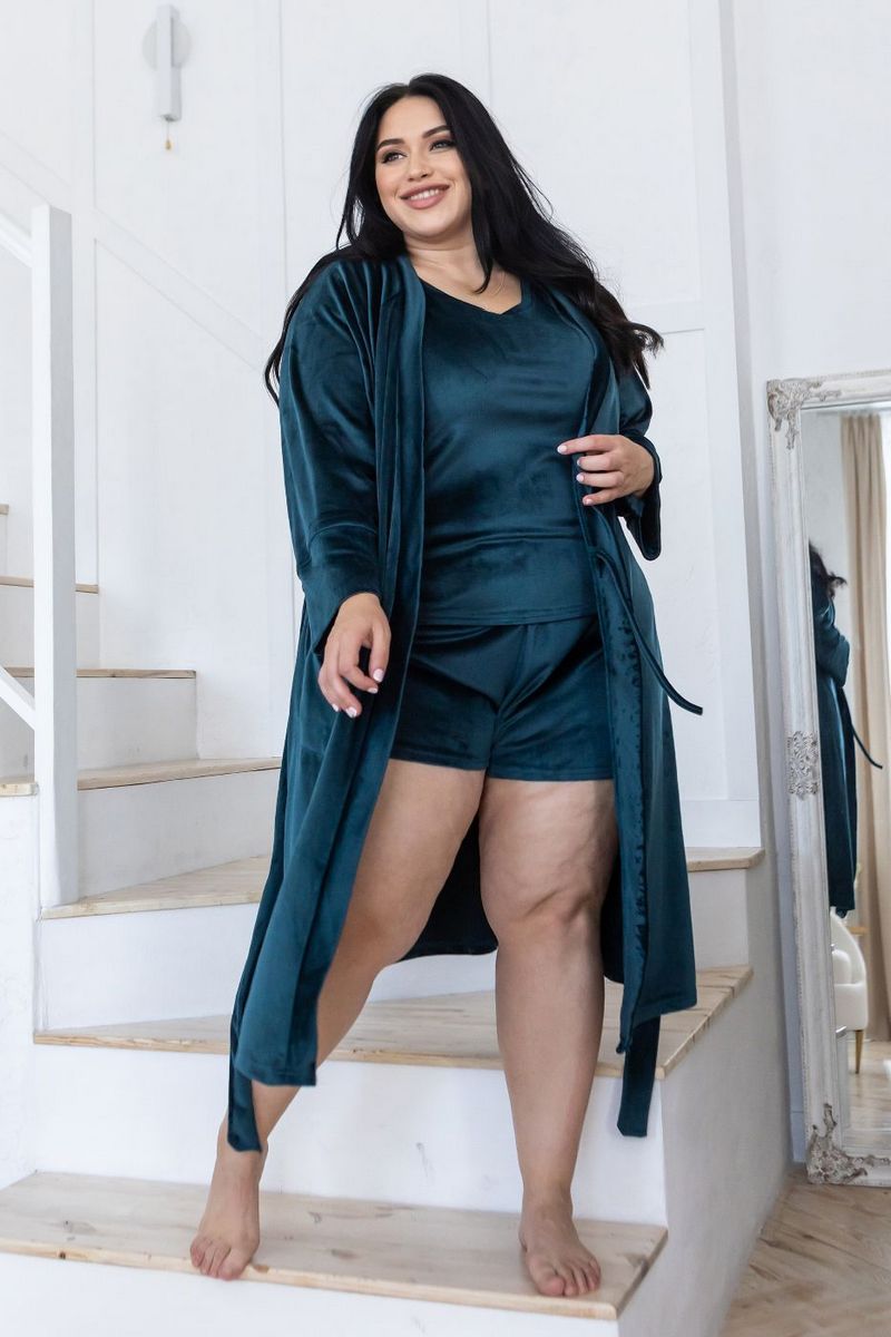 Велюровый комплект для дома Кб1550ш dark green