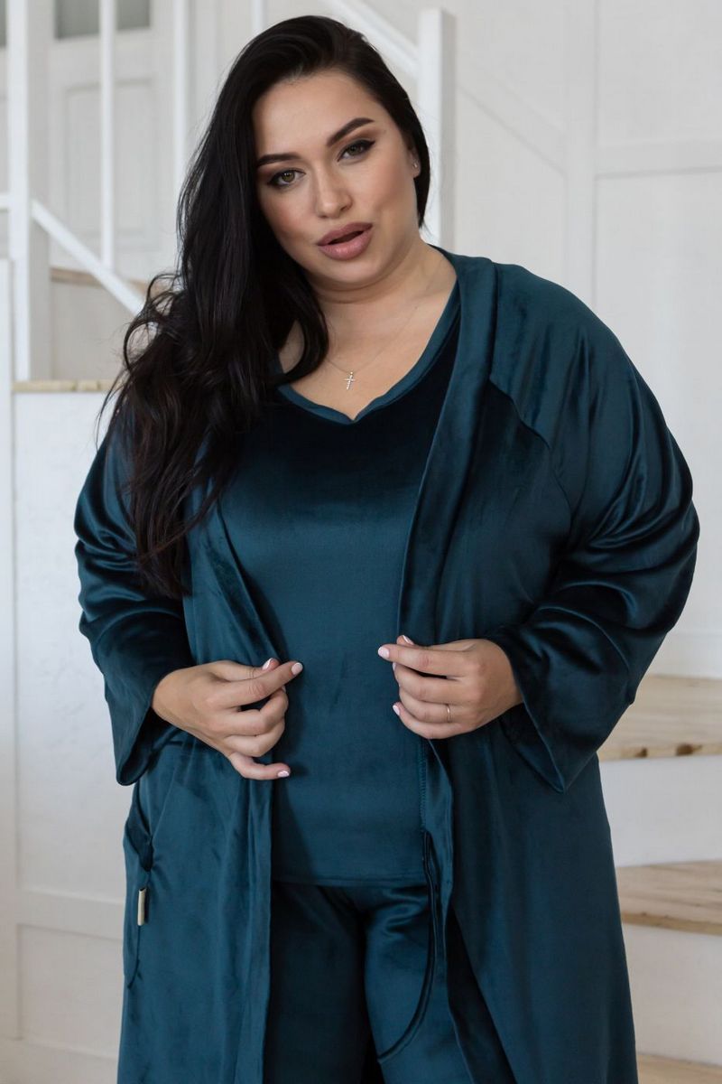 Велюровый комплект для дома Кб1580 dark green