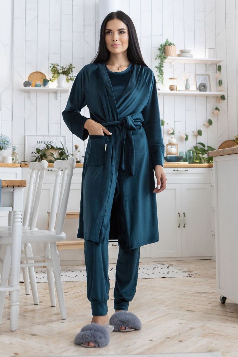 Велюровый комплект для дома Кб1580 dark green