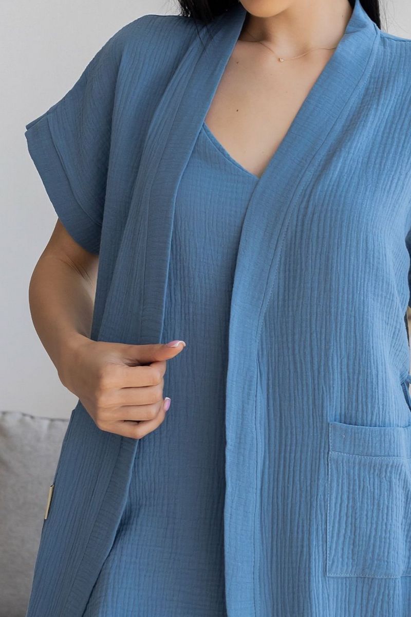 Комплект для дома из муслина Кд1807н blue