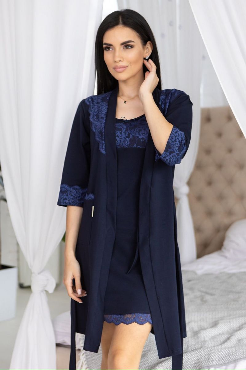 Комплект для дома с кружевом Кс1001н blue