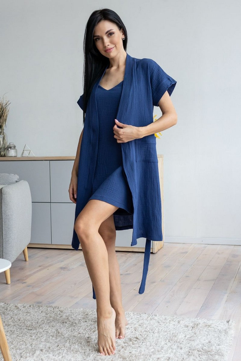 Комплект для дома из муслина Кс1807н blue