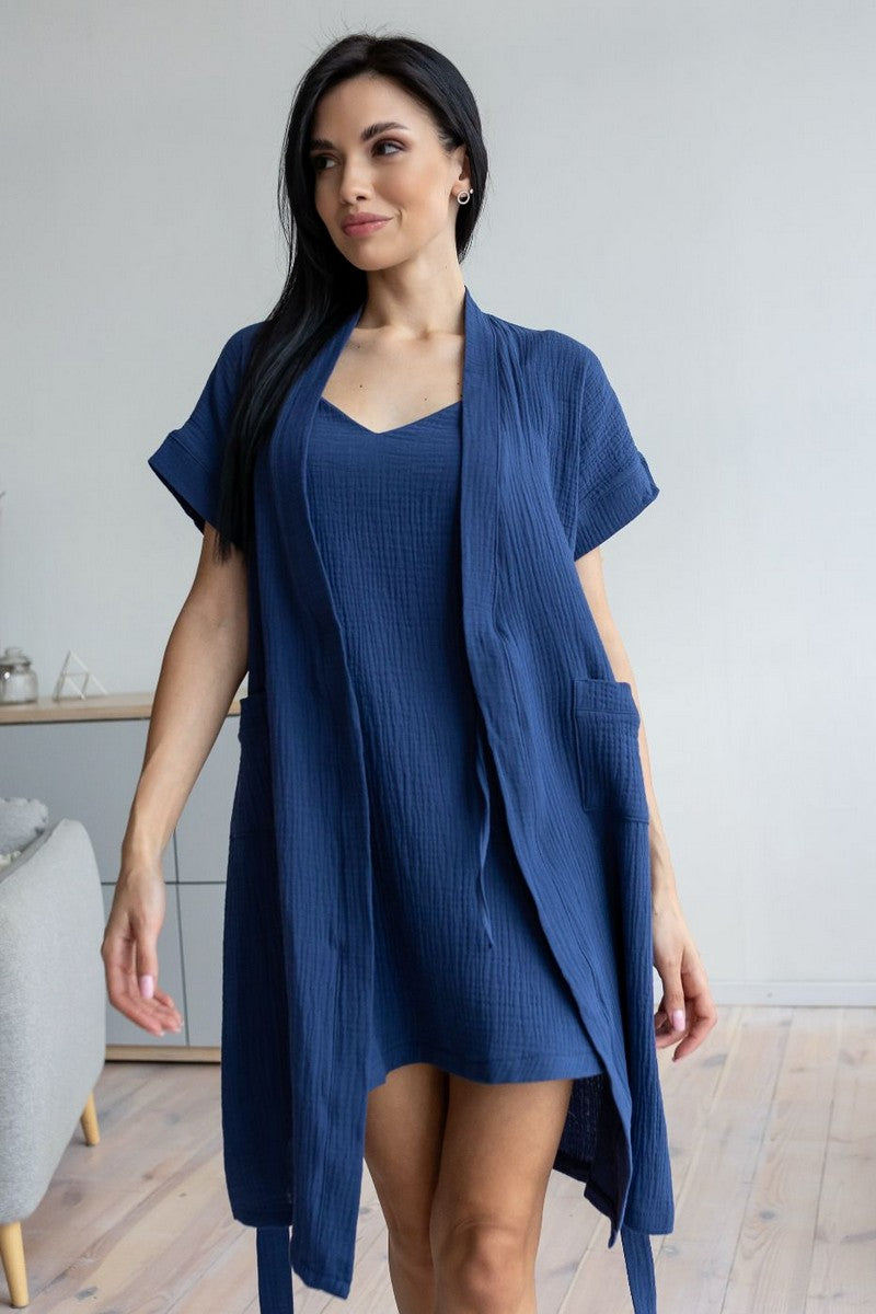 Комплект для дома из муслина Кс1807н blue