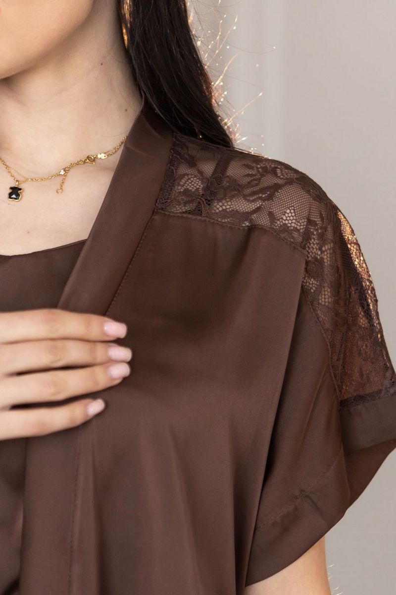 Комплект для дому з мереживом Кш1015н chocolate