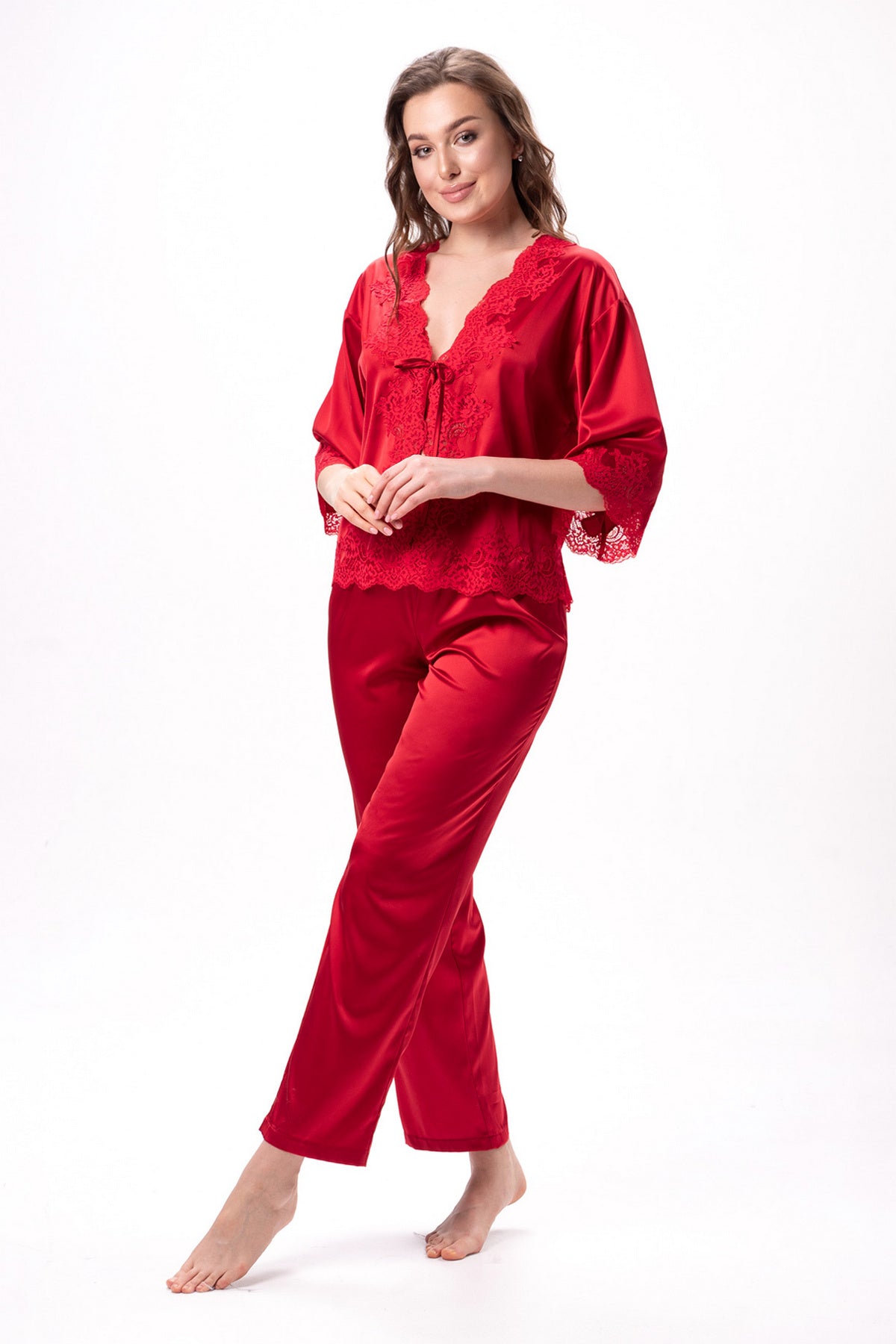 Атласний комплект з бралетом 2505 red