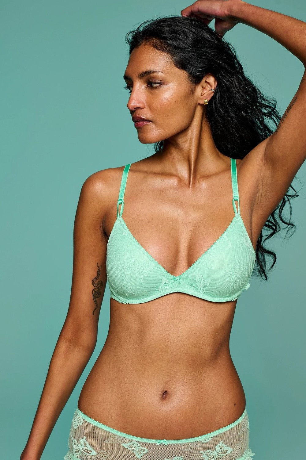 Мереживний комплект 104442789 green Victoria`s Secret