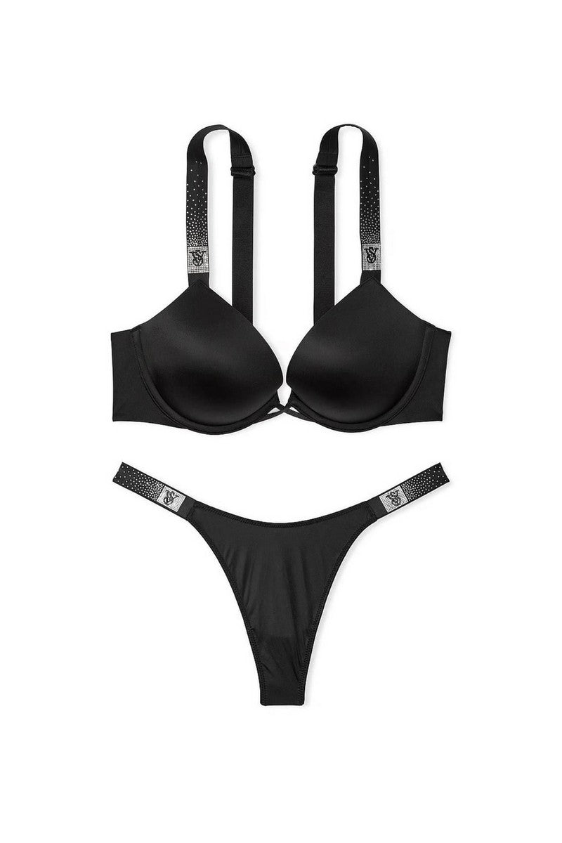Комплект білизни зі стразами 203134195 black Victoria`s Secret