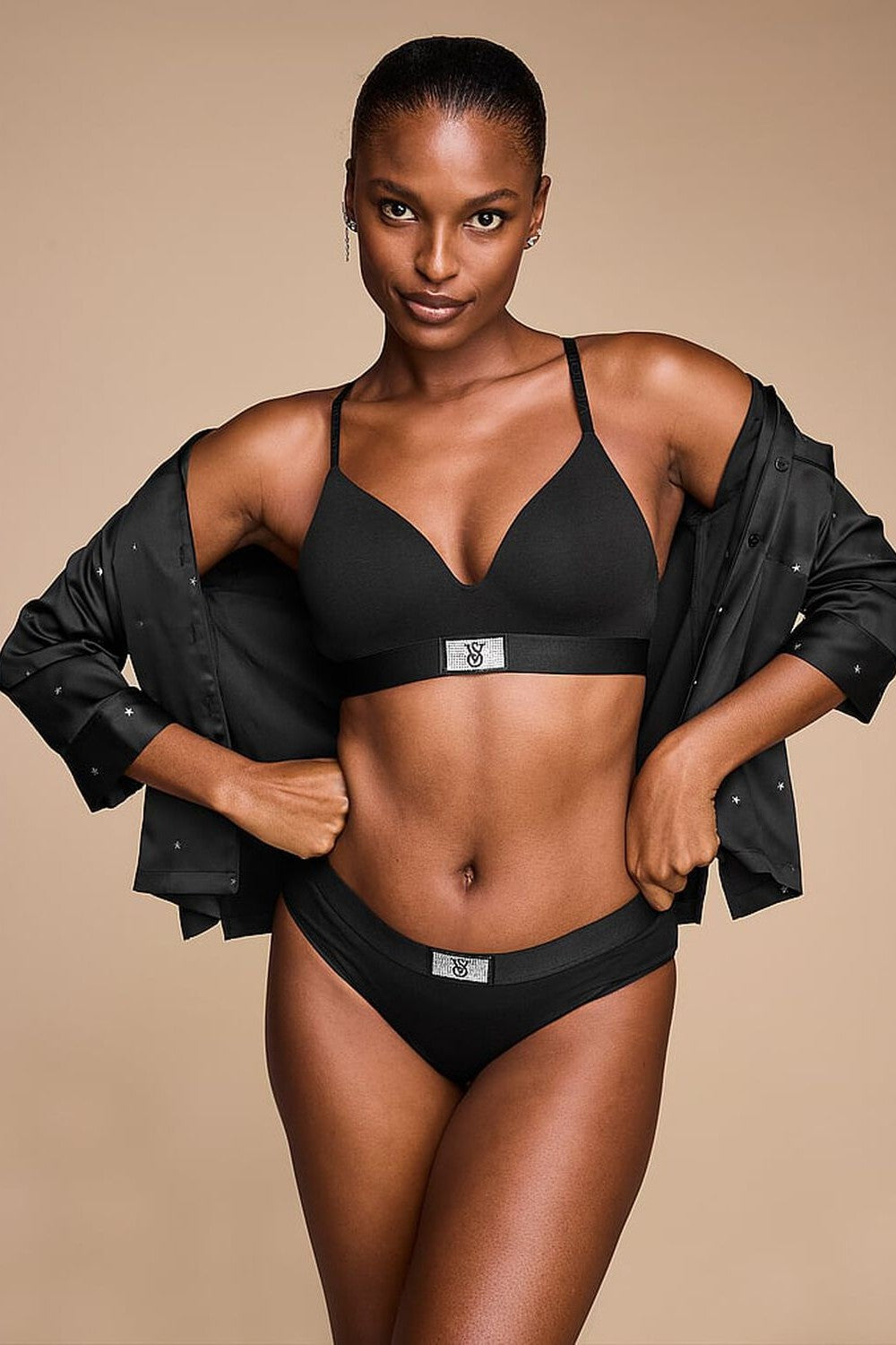 Комплект белья со стразами 233948494 black