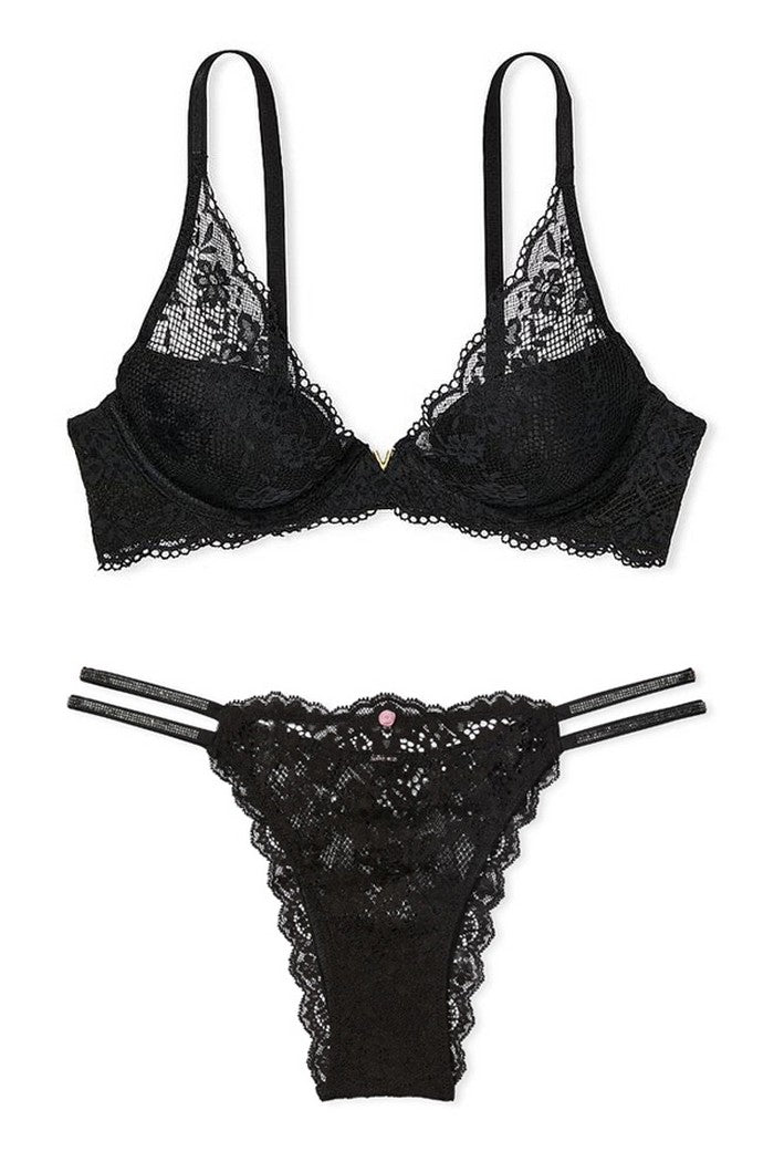 Мереживний комплект зі стразами 272437535 black Victoria`s Secret