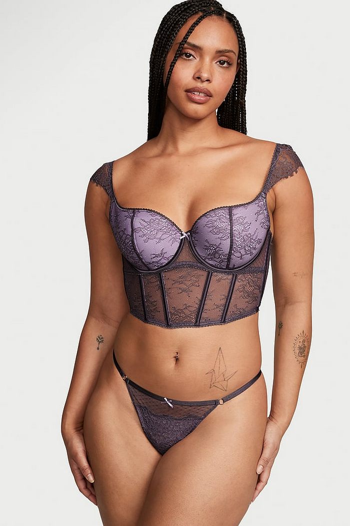 Кружевной комплект с корсетом 388461522 violet
